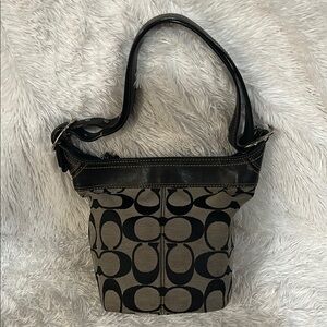 Coach Vintage Black Canvas Signature Shoulder Bag